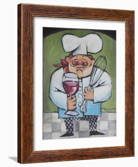 Chef with Wine and Wisk-Tim Nyberg-Framed Giclee Print