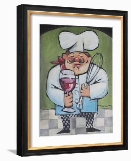 Chef with Wine and Wisk-Tim Nyberg-Framed Giclee Print