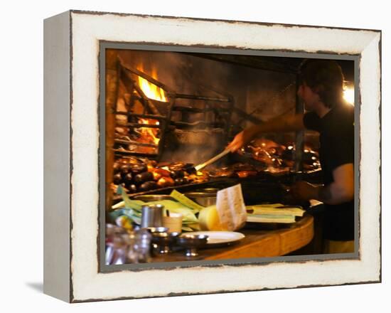 Chef Working in Restaurant La Estacada on the Waterside, Montevideo, Uruguay-Per Karlsson-Framed Premier Image Canvas