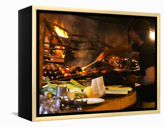 Chef Working in Restaurant La Estacada on the Waterside, Montevideo, Uruguay-Per Karlsson-Framed Premier Image Canvas