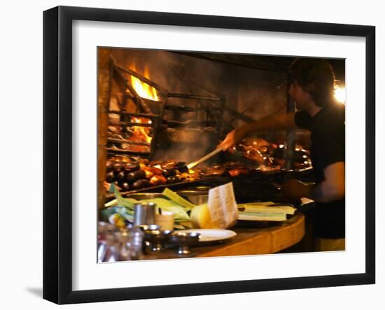 Chef Working in Restaurant La Estacada on the Waterside, Montevideo, Uruguay-Per Karlsson-Framed Photographic Print