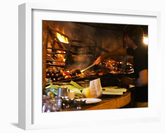 Chef Working in Restaurant La Estacada on the Waterside, Montevideo, Uruguay-Per Karlsson-Framed Photographic Print