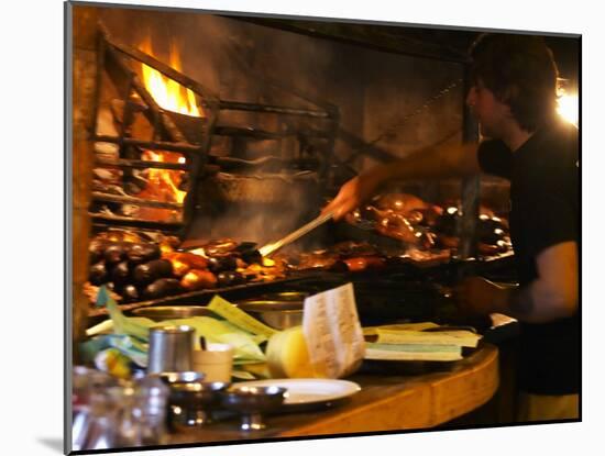 Chef Working in Restaurant La Estacada on the Waterside, Montevideo, Uruguay-Per Karlsson-Mounted Photographic Print