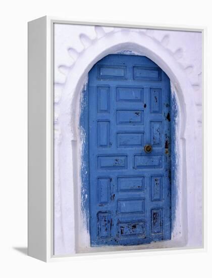 Chefchaouen Blue Door and Whitewashed Walls - Typical in Rif Mountains Town of Chefchaouen, Morocco-Andrew Watson-Framed Premier Image Canvas