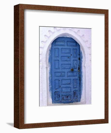 Chefchaouen Blue Door and Whitewashed Walls - Typical in Rif Mountains Town of Chefchaouen, Morocco-Andrew Watson-Framed Photographic Print