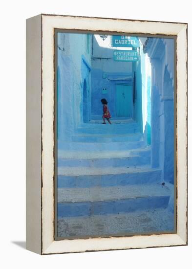 Chefchaouen Girl-null-Framed Premier Image Canvas
