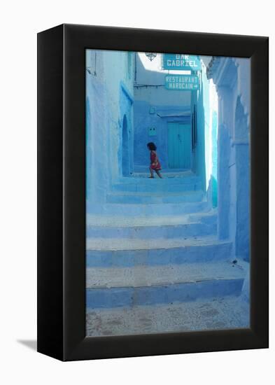 Chefchaouen Girl-null-Framed Premier Image Canvas