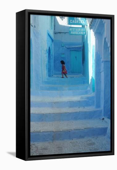 Chefchaouen Girl-null-Framed Premier Image Canvas