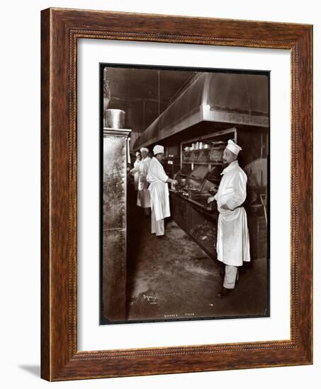 Chefs Cooking at Sherry's Restaurant, New York, 1902-Byron Company-Framed Giclee Print