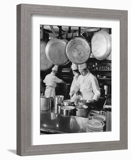 Chefs Cooking in a Restaurant Kitchen at Radio City-Bernard Hoffman-Framed Photographic Print