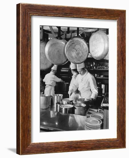 Chefs Cooking in a Restaurant Kitchen at Radio City-Bernard Hoffman-Framed Photographic Print