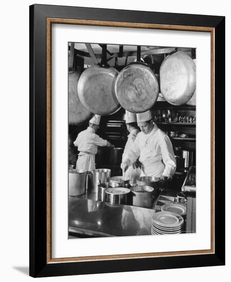 Chefs Cooking in a Restaurant Kitchen at Radio City-Bernard Hoffman-Framed Photographic Print