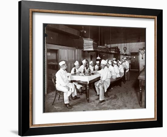 Chefs Eating Lunch at Sherry's Restaurant, New York, 1902-Byron Company-Framed Giclee Print