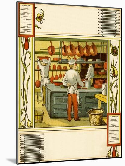 Chefs in French hotel kitchen-Thomas Crane-Mounted Giclee Print