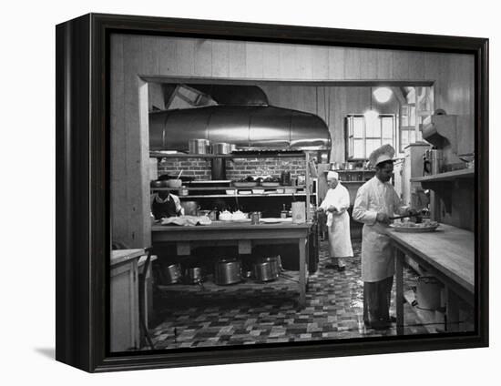 Chefs Working in the Kitchen at Gables-Peter Stackpole-Framed Premier Image Canvas