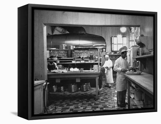 Chefs Working in the Kitchen at Gables-Peter Stackpole-Framed Premier Image Canvas