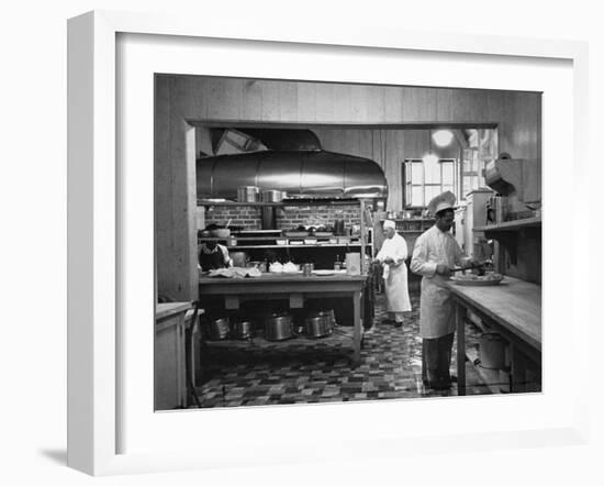 Chefs Working in the Kitchen at Gables-Peter Stackpole-Framed Premium Photographic Print