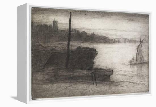 Chelsea Bridge and Church from Sixteen Etchings of Scenes on the Thames and Other Subjects-James Abbott McNeill Whistler-Framed Premier Image Canvas