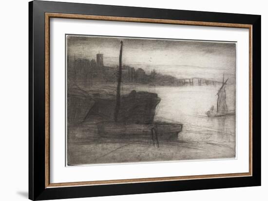Chelsea Bridge and Church from Sixteen Etchings of Scenes on the Thames and Other Subjects-James Abbott McNeill Whistler-Framed Giclee Print