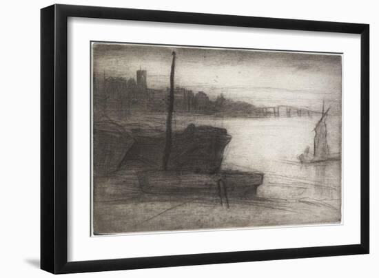 Chelsea Bridge and Church from Sixteen Etchings of Scenes on the Thames and Other Subjects-James Abbott McNeill Whistler-Framed Giclee Print