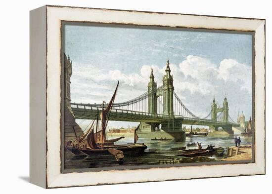 Chelsea Bridge, London, C1860-null-Framed Premier Image Canvas