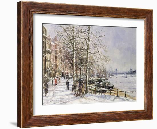 Chelsea: Cheyne Walk under Snow-John Sutton-Framed Giclee Print