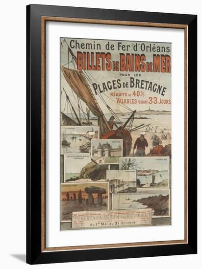 Chemin de fer d'Orléans, billets de bains de mer pour les plages de Bretagn-null-Framed Giclee Print