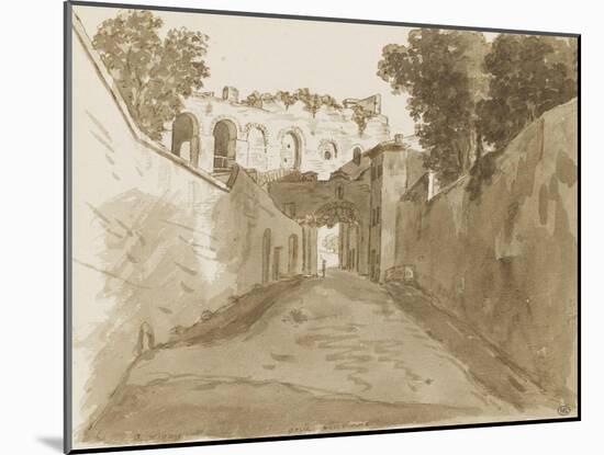 Chemin encaissé entre de hautes murailles et ruines-Pierre Henri de Valenciennes-Mounted Giclee Print