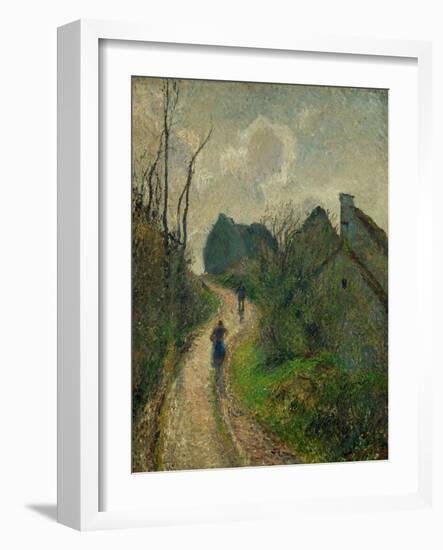 Chemin montant a Osny - ascending path in Osny, 1883. Oil on canvas, 55,5 x 46,2 cm.-Camille Pissarro-Framed Giclee Print