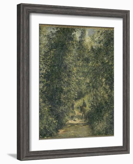 Chemin sous bois en été-Camille Pissarro-Framed Giclee Print