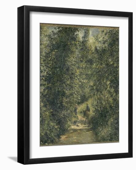 Chemin sous bois en été-Camille Pissarro-Framed Giclee Print