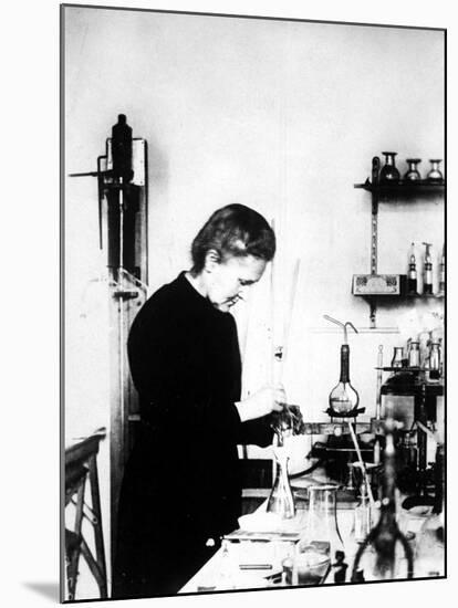 Chemist Marie Curie at Work in Her Laboratory-null-Mounted Premium Photographic Print