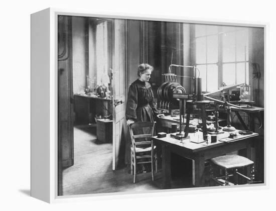 Chemist Marie Curie in Her Laboratory-null-Framed Premier Image Canvas