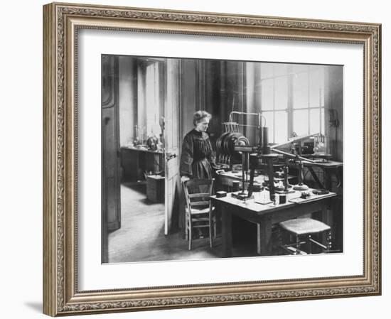 Chemist Marie Curie in Her Laboratory-null-Framed Premium Photographic Print