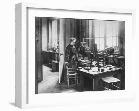 Chemist Marie Curie in Her Laboratory-null-Framed Premium Photographic Print