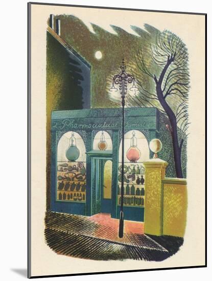 'Chemist Shop at Night', 1938, (1946)-Eric Ravilious-Mounted Giclee Print