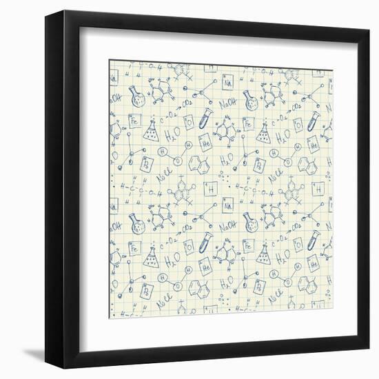 Chemistry Doodles Seamless Pattern-angelinast-Framed Art Print