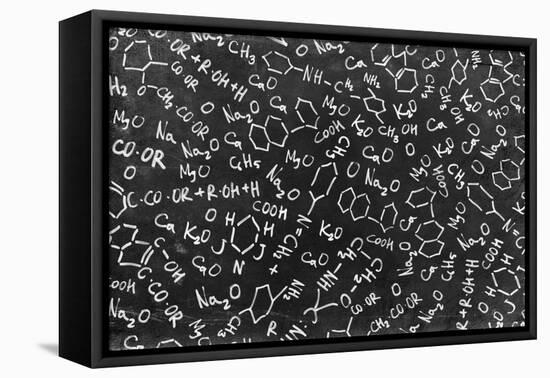 Chemistry Formulas on Black Chalkboard-pashabo-Framed Stretched Canvas
