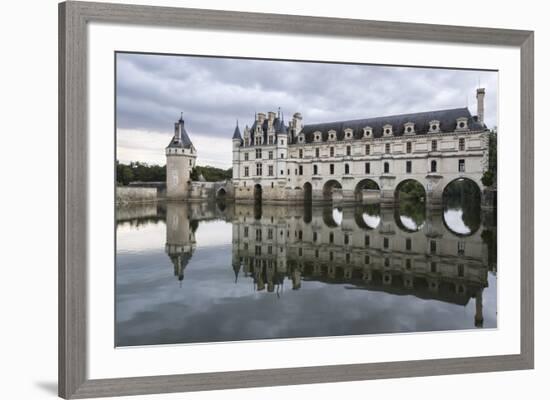Chenonceau castle reflected in the Loire, UNESCO World Heritage Site, Chenonceaux, Indre-et-Loire, -Francesco Vaninetti-Framed Photographic Print