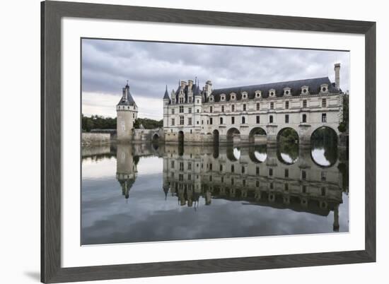 Chenonceau castle reflected in the Loire, UNESCO World Heritage Site, Chenonceaux, Indre-et-Loire, -Francesco Vaninetti-Framed Photographic Print