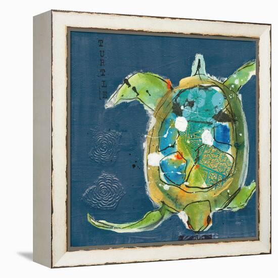 Chentes Turtle on Blue-Kellie Day-Framed Stretched Canvas