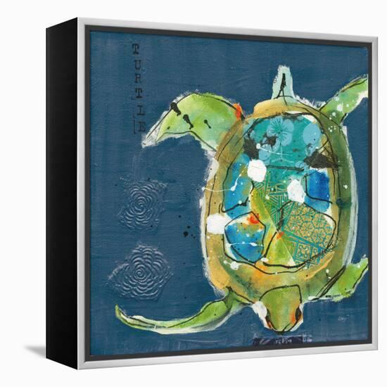 Chentes Turtle on Blue-Kellie Day-Framed Stretched Canvas