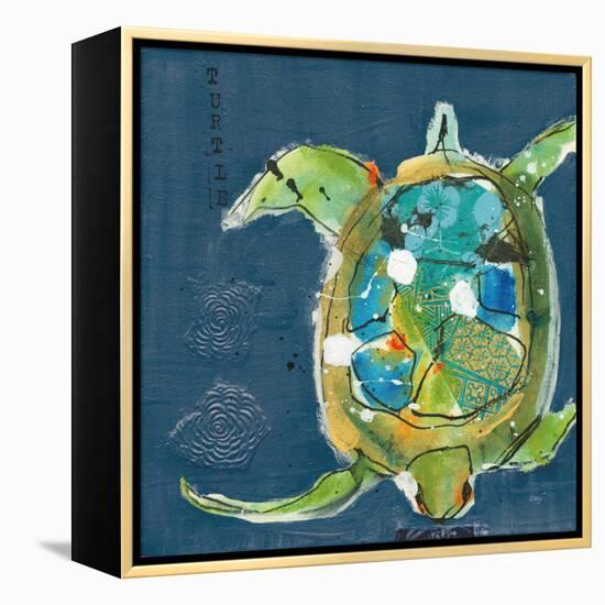 Chentes Turtle on Blue-Kellie Day-Framed Stretched Canvas
