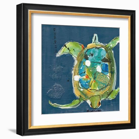 Chentes Turtle on Blue-Kellie Day-Framed Art Print