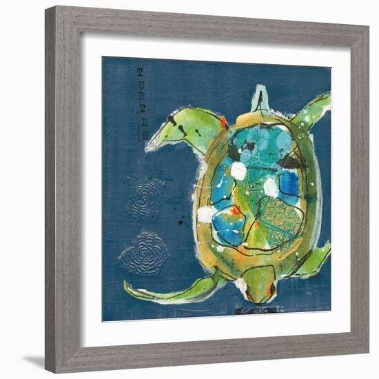 Chentes Turtle on Blue-Kellie Day-Framed Art Print