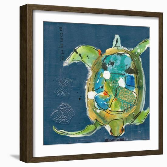 Chentes Turtle on Blue-Kellie Day-Framed Art Print