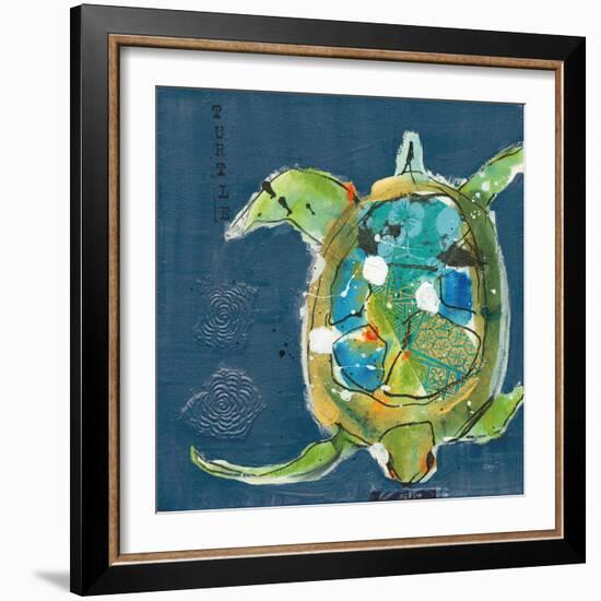 Chentes Turtle on Blue-Kellie Day-Framed Art Print