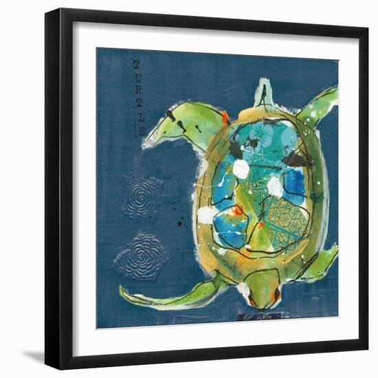 Chentes Turtle on Blue-Kellie Day-Framed Art Print