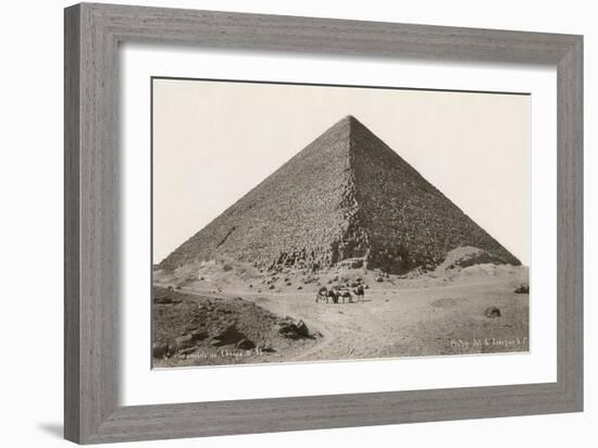 Cheops Pyramid and Camels-null-Framed Premium Giclee Print