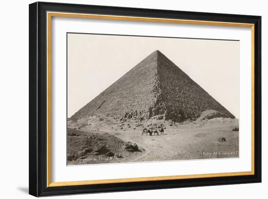 Cheops Pyramid and Camels-null-Framed Premium Giclee Print